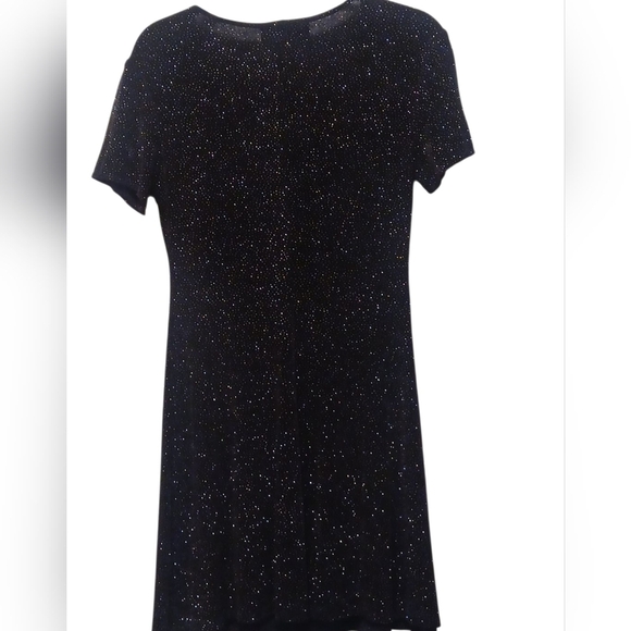 Hampton Nites - Black Mini Dress W/ Sparkles Through Out , Short Sleeve, Size 8 - Picture 8 of 11